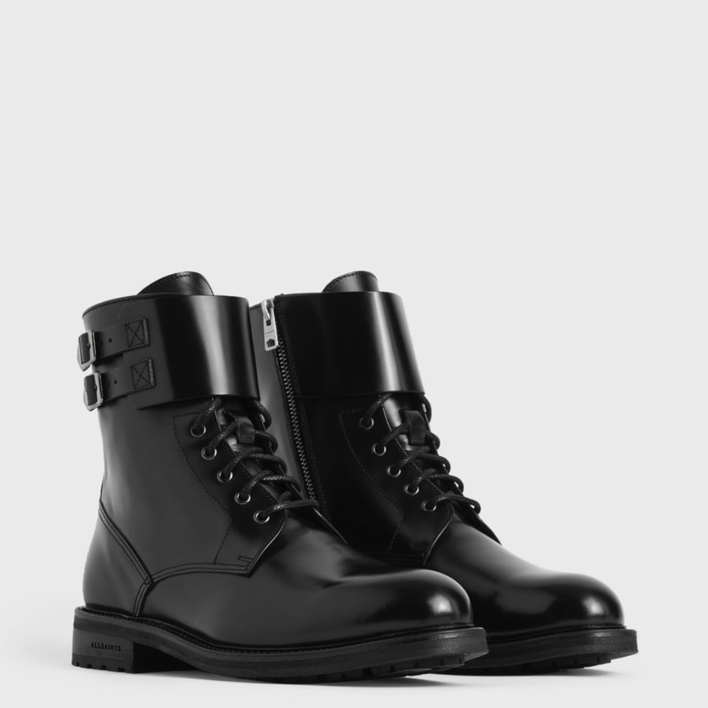 All Saints Brigade Leather Black Boots sz 40